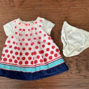 GAP pink/cream/blue polkadot dress